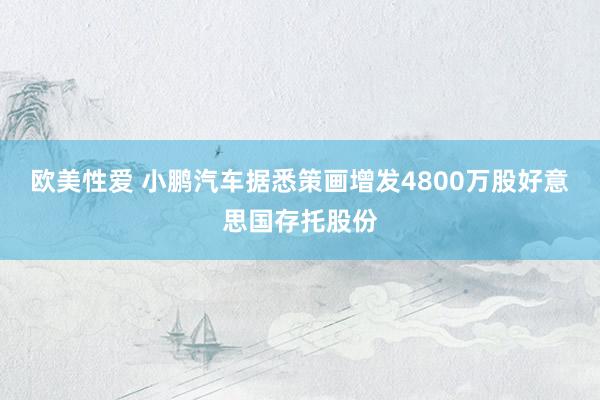 欧美性爱 小鹏汽车据悉策画增发4800万股好意思国存托股份