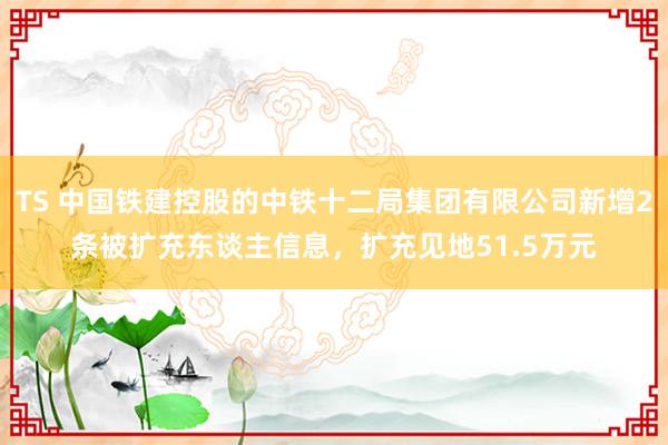 TS 中国铁建控股的中铁十二局集团有限公司新增2条被扩充东谈主信息，扩充见地51.5万元