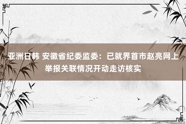 亚洲日韩 安徽省纪委监委：已就界首市赵亮网上举报关联情况开动走访核实