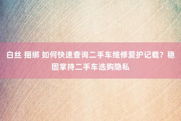 白丝 捆绑 如何快速查询二手车维修爱护记载？稳固掌持二手车选购隐私