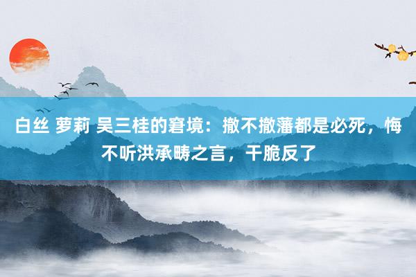 白丝 萝莉 吴三桂的窘境：撤不撤藩都是必死，悔不听洪承畴之言，干脆反了