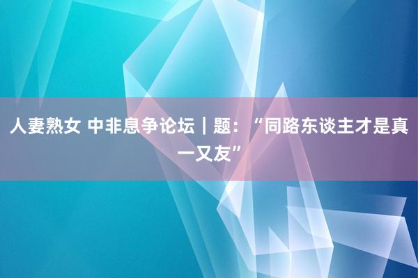 人妻熟女 中非息争论坛｜题：“同路东谈主才是真一又友”