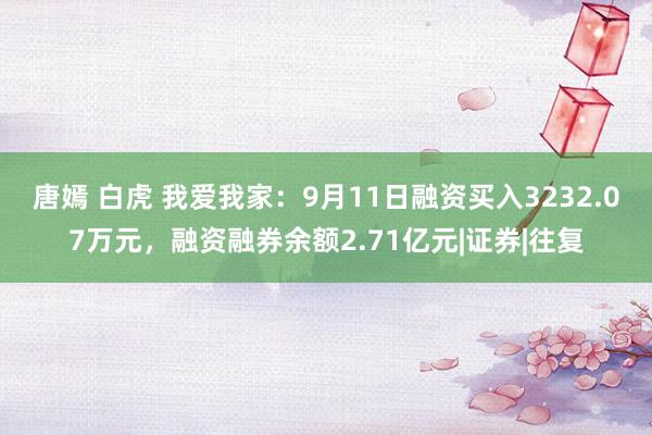 唐嫣 白虎 我爱我家：9月11日融资买入3232.07万元，融资融券余额2.71亿元|证券|往复