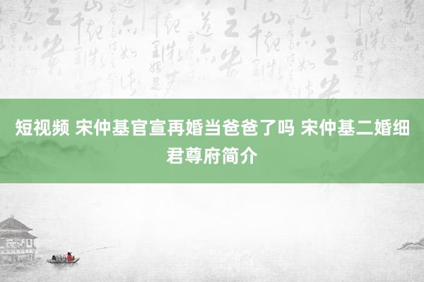 短视频 宋仲基官宣再婚当爸爸了吗 宋仲基二婚细君尊府简介